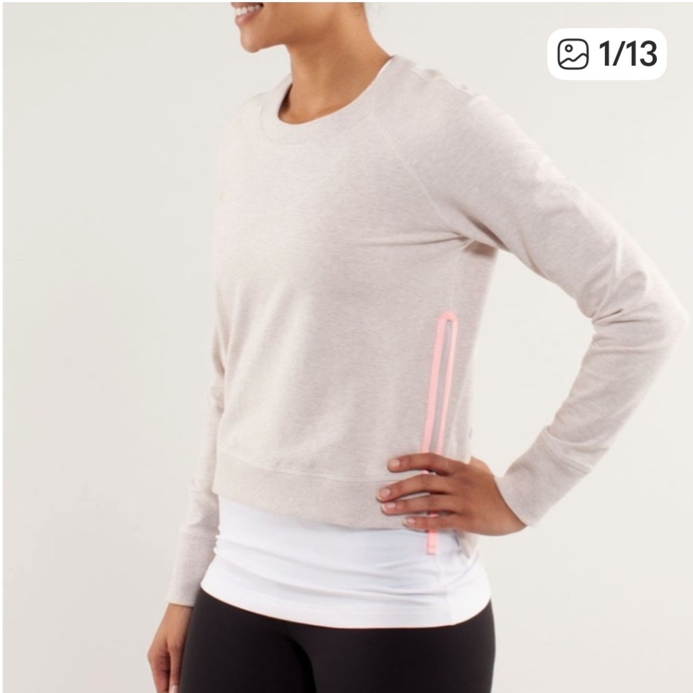 lululemon athletica Beige Sweatshirt with Pink Accent
